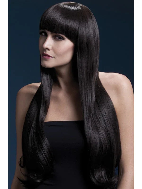 Peluca Marrón Oscuro con Flequillo Premium Pelucas Premium Smiffys