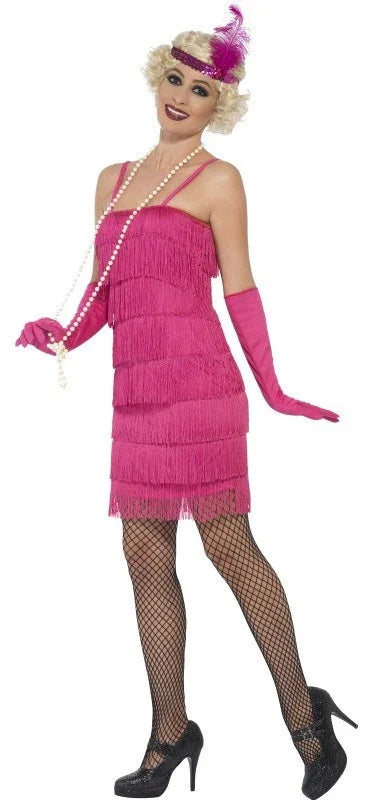 Disfraz de Charlestón Rosa Corto para Mujer Años 20 Charleston y Gangster Smiffys