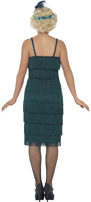 Disfraz de Charlestón Verde Oscuro Largo Años 20 Charleston y Gangster Smiffys