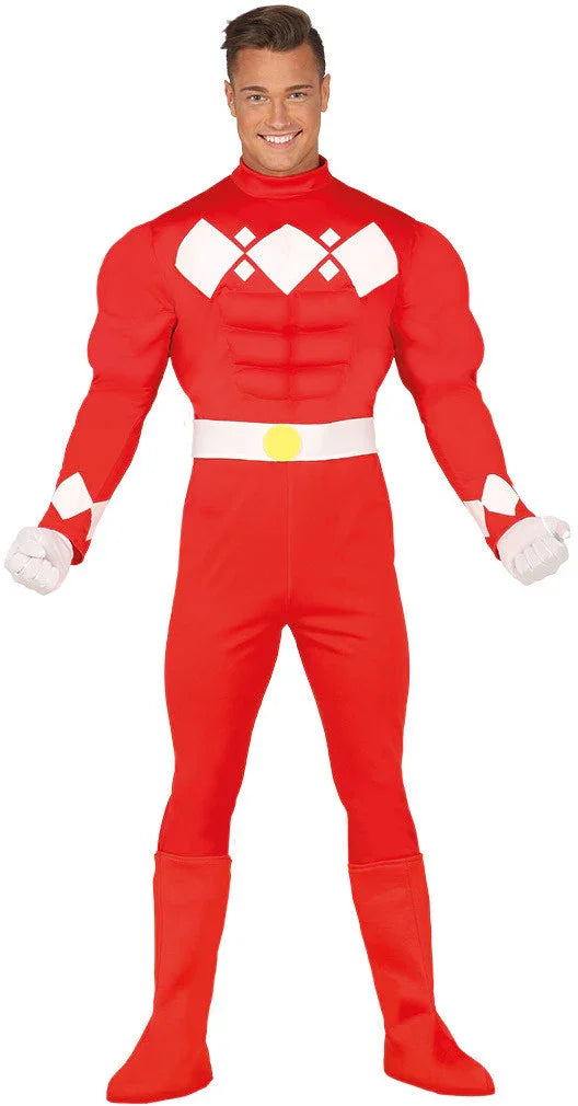 Disfraz de Power Ranger Rojo para Adulto Superhéroes Guirca