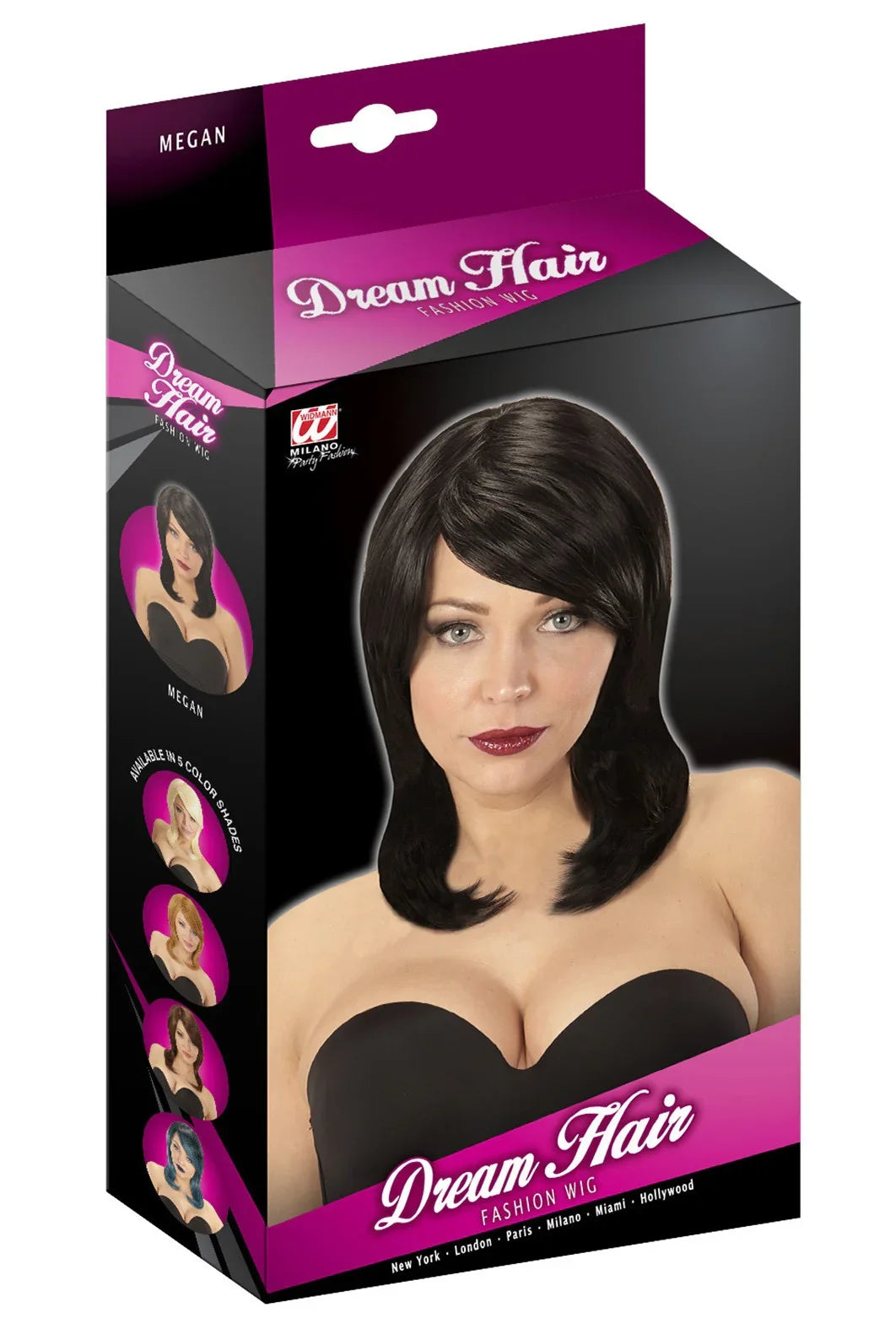 Peluca Morena de Media Melena con Flequillo Premium Pelucas Premium Widmann