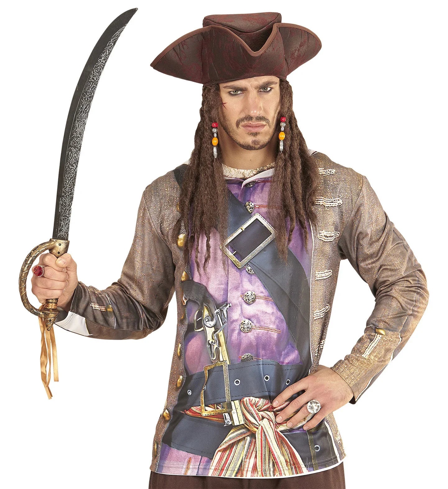 Sombrero Pirata Envejecido con Rastas Complementos Piratas Widmann