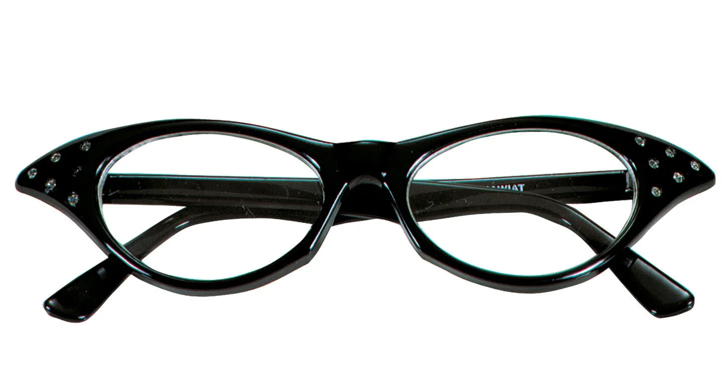 Gafas Negras Años 50 con Brillantes Complementos Grease Años 40 - 50 Widmann