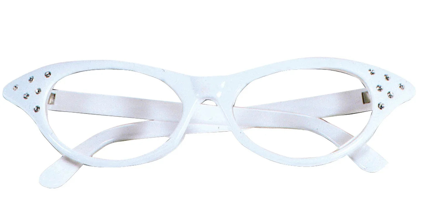 Gafas Blancas Años 50 con Brillantes Complementos Grease Años 40 - 50 Widmann