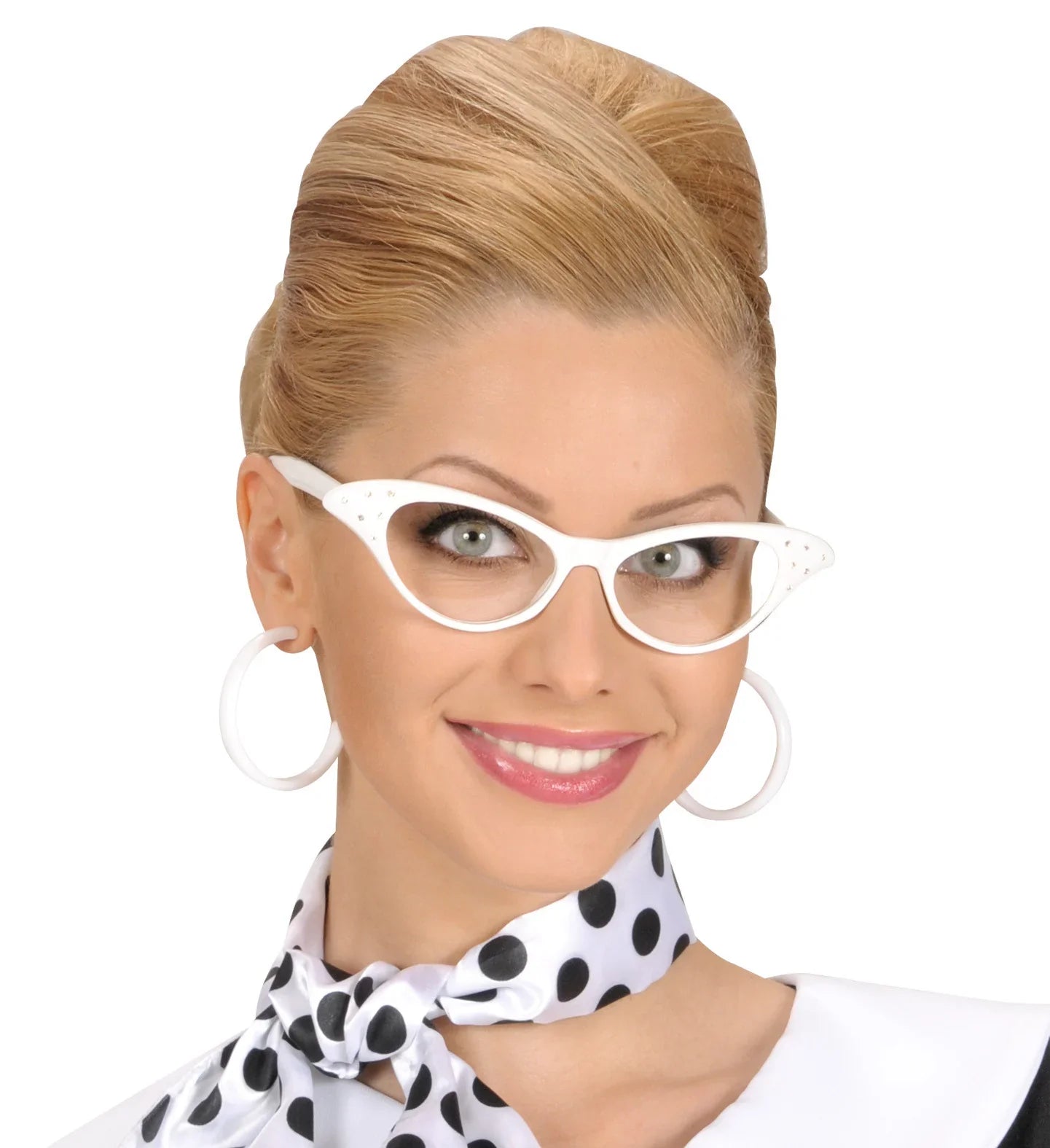 Gafas Blancas Años 50 con Brillantes Complementos Grease Años 40 - 50 Widmann