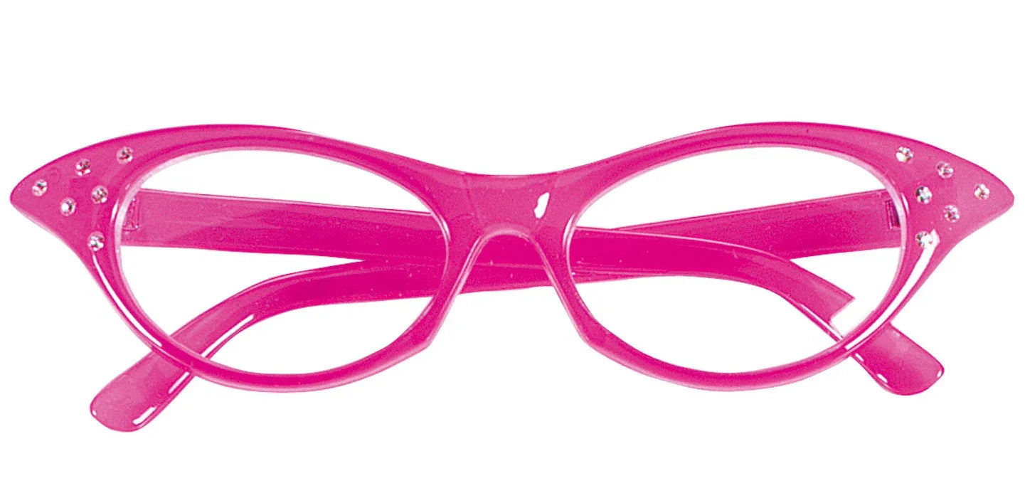 Gafas Rosas Años 50 con Brillantes Complementos Grease Años 40 - 50 Widmann