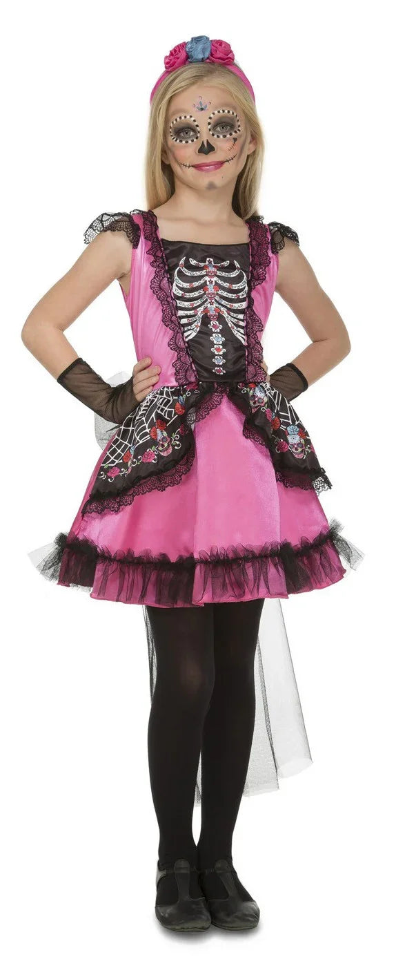Disfraz de Catrina Rosa para Niña Catrina Viving