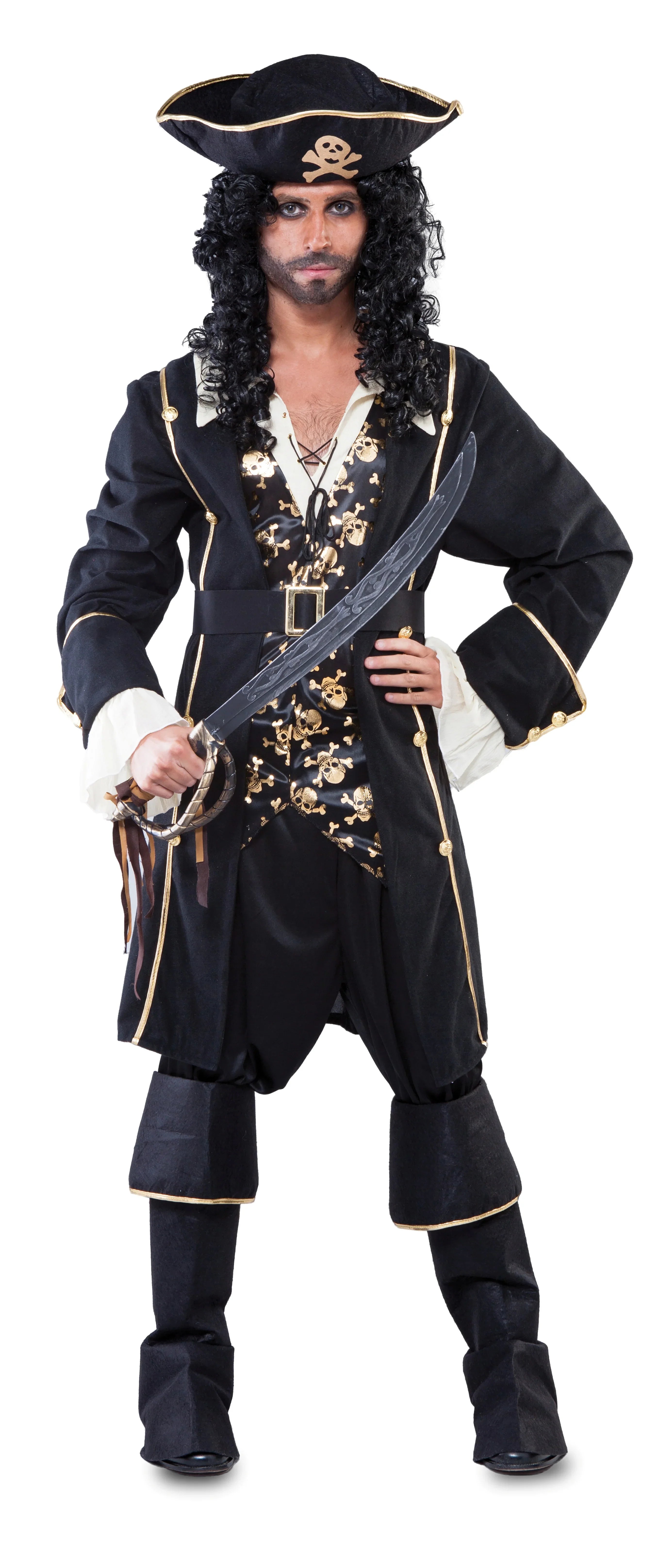 Disfraz de Capitán Pirata Negro para Hombre Piratas EuroCarnavales