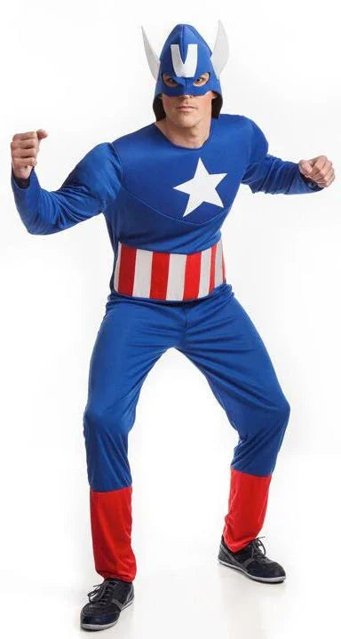 Disfraz de Capitán Estrella Económico para Adulto Capitán América El Rey del Carnaval