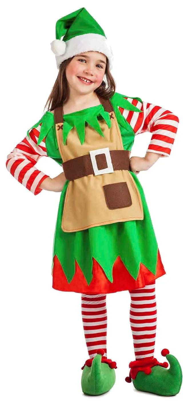 Disfraz de Elfa Ayudante de Papá Noel para Niña Elfos Navideños Kimokawaii