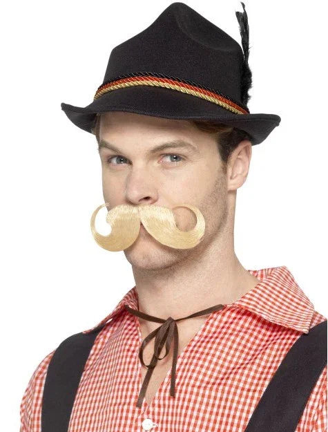 Sombrero Tirolés Negro con Pluma Complementos Oktoberfest Smiffys