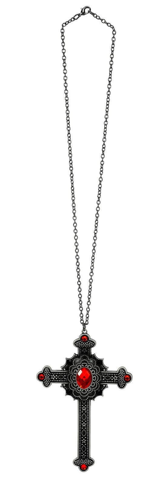 Collar de Vampiresa con Cruz Negra con Gemas Rojas Collares, Colgantes y Gargantillas Widmann