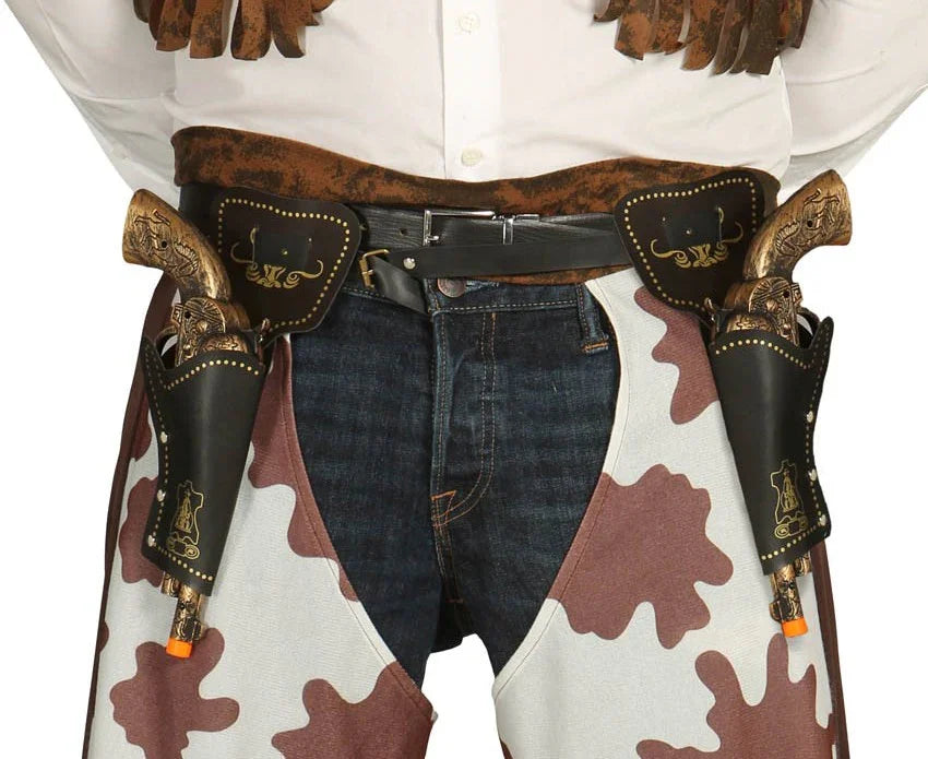 Cartuchera Doble con Pistolas Decoradas Complementos Vaqueros Guirca