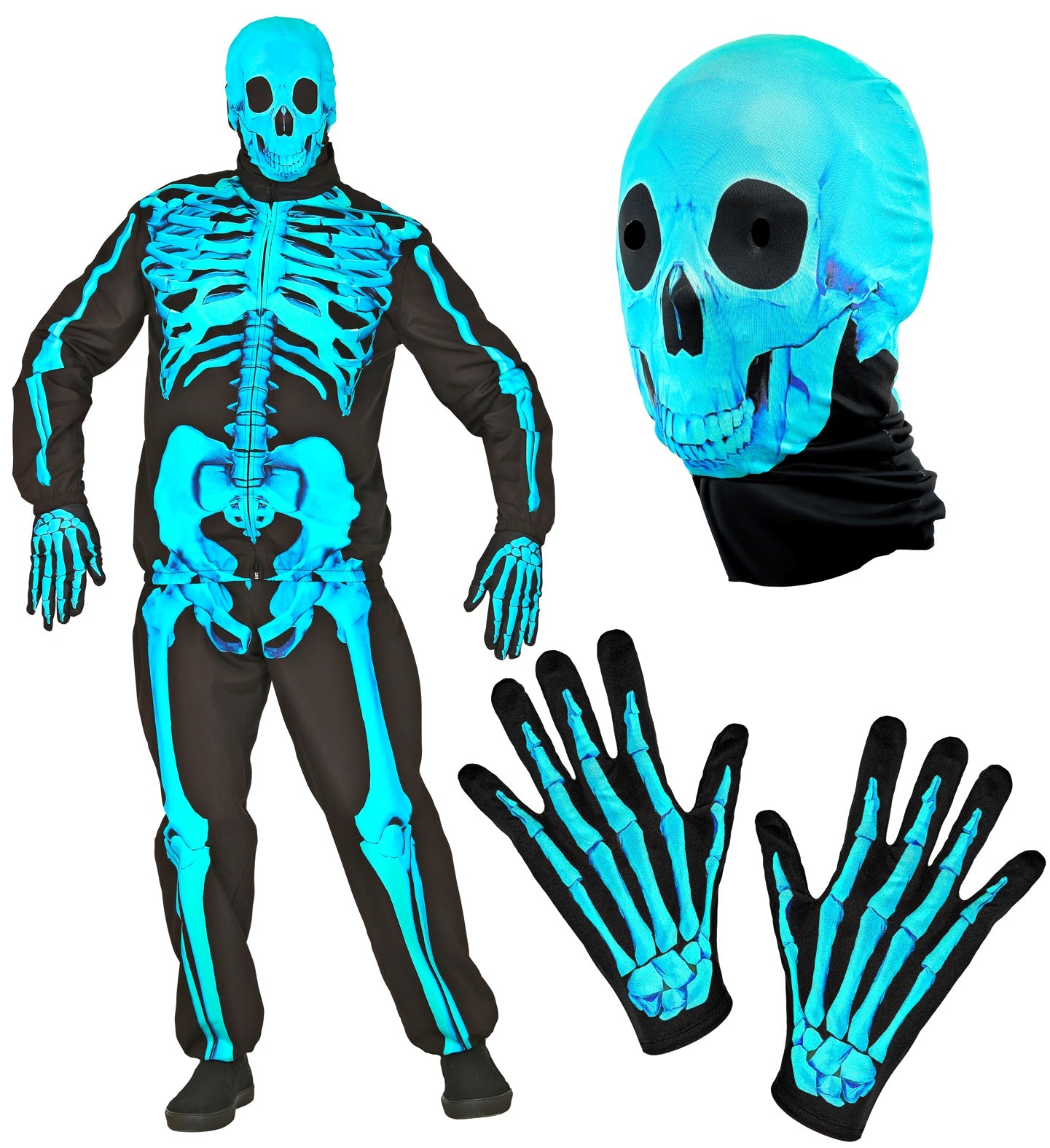 Disfraz de Esqueleto Azul Neón para Hombre Esqueletos Widmann