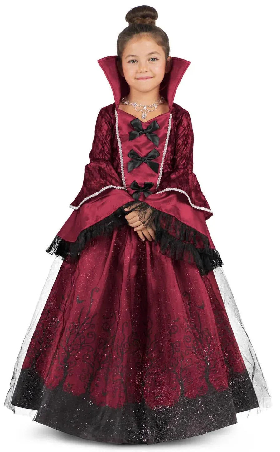 Disfraz de Condesa Vampira Granate para Niña Vampiros y vampiresas Viving