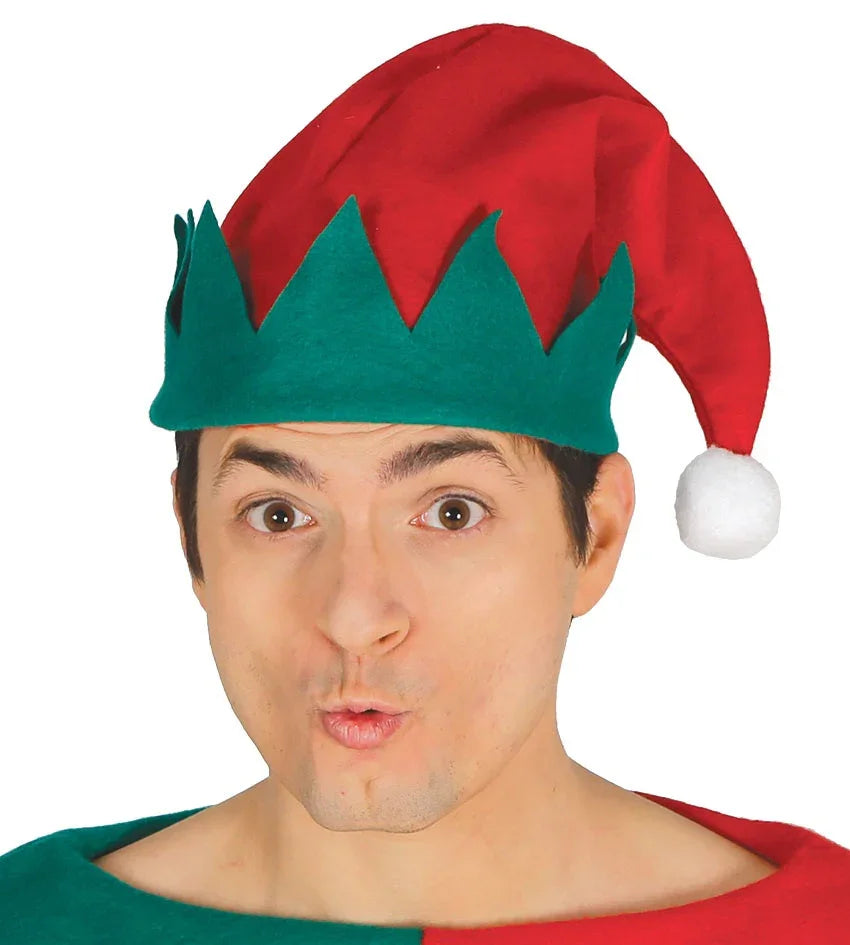 Gorro de Elfo Navideño en Rojo y Verde Elfos Navideños Guirca