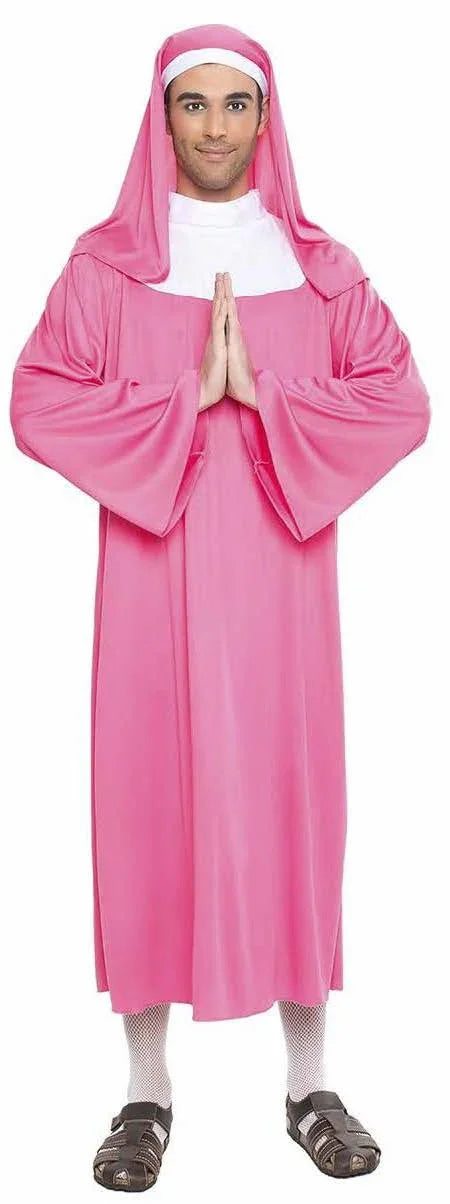 Disfraz de Monja Rosa con Sorpresa para Adulto Religiosos Kimokawaii