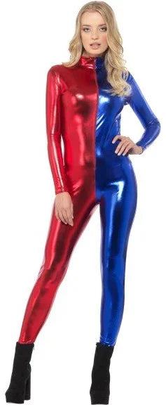 Malla de Harley Villana Roja y Azul para Mujer Harley Quinn Smiffys
