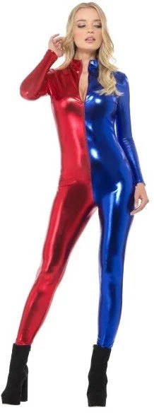 Malla de Harley Villana Roja y Azul para Mujer Harley Quinn Smiffys
