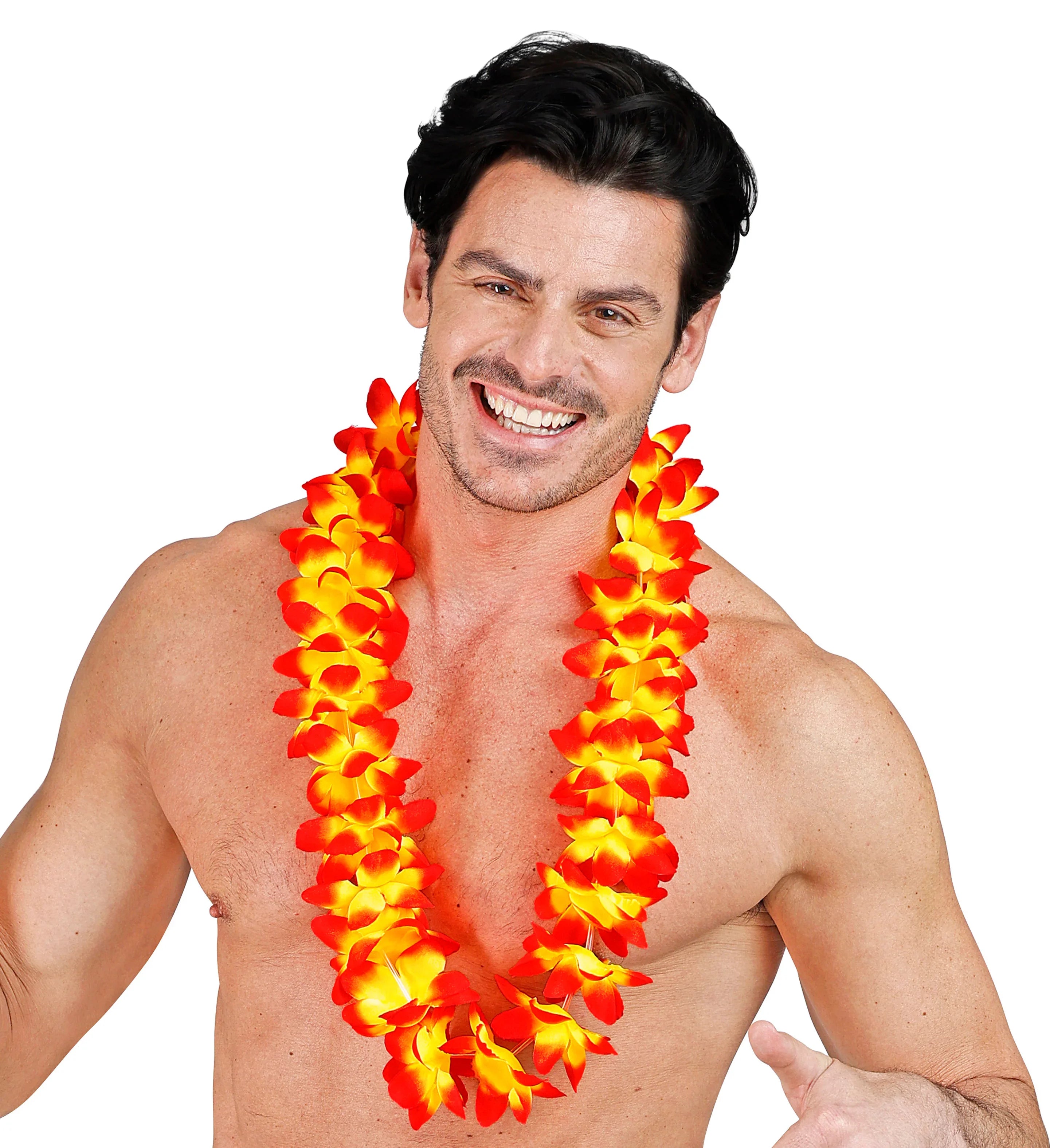 Collar Hawaiano de Flores Tropicales Rojas y Amarillas Collares Hawaianos Widmann