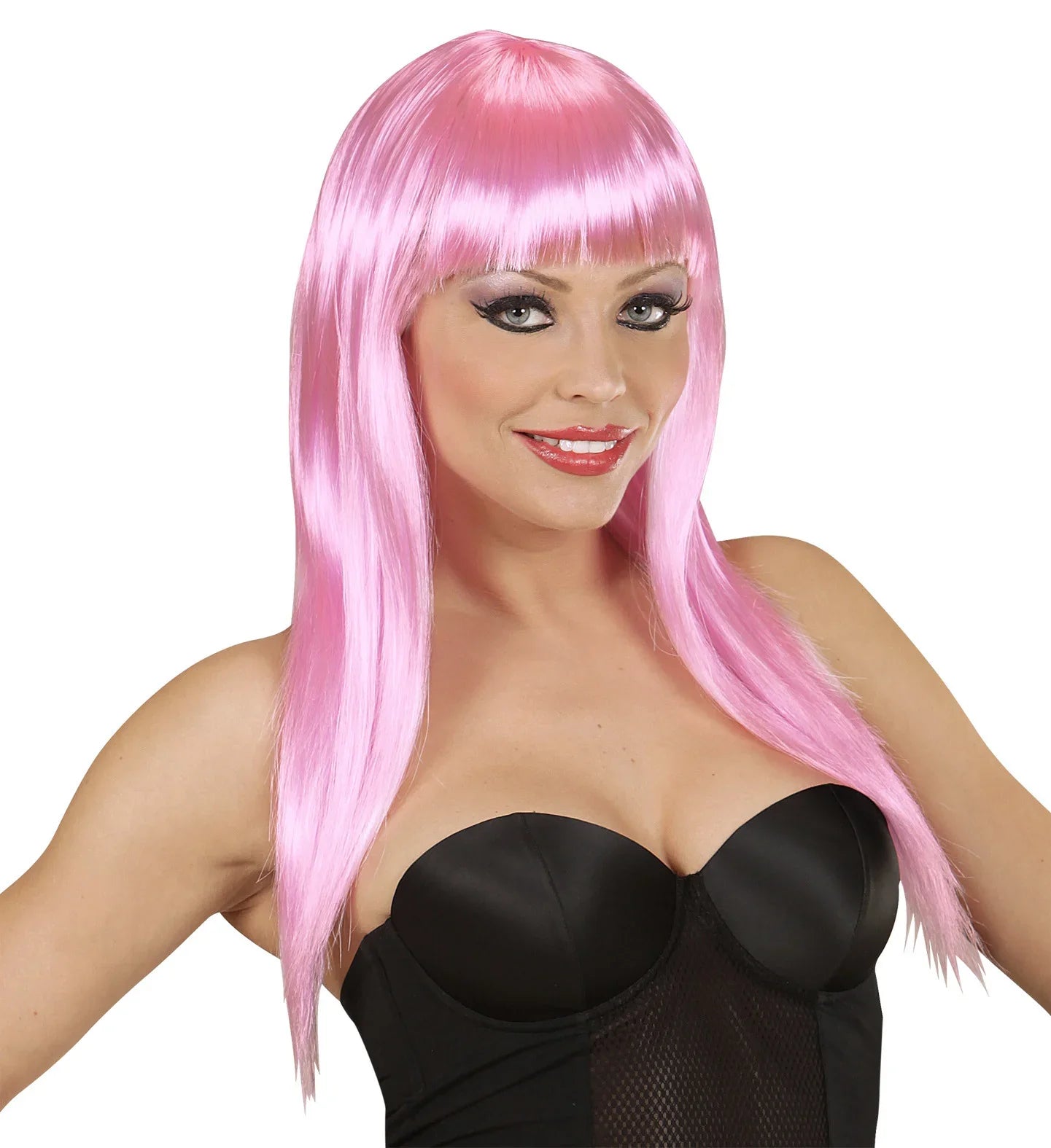 Peluca Rosa Larga con Flequillo Pelucas Rosas Widmann
