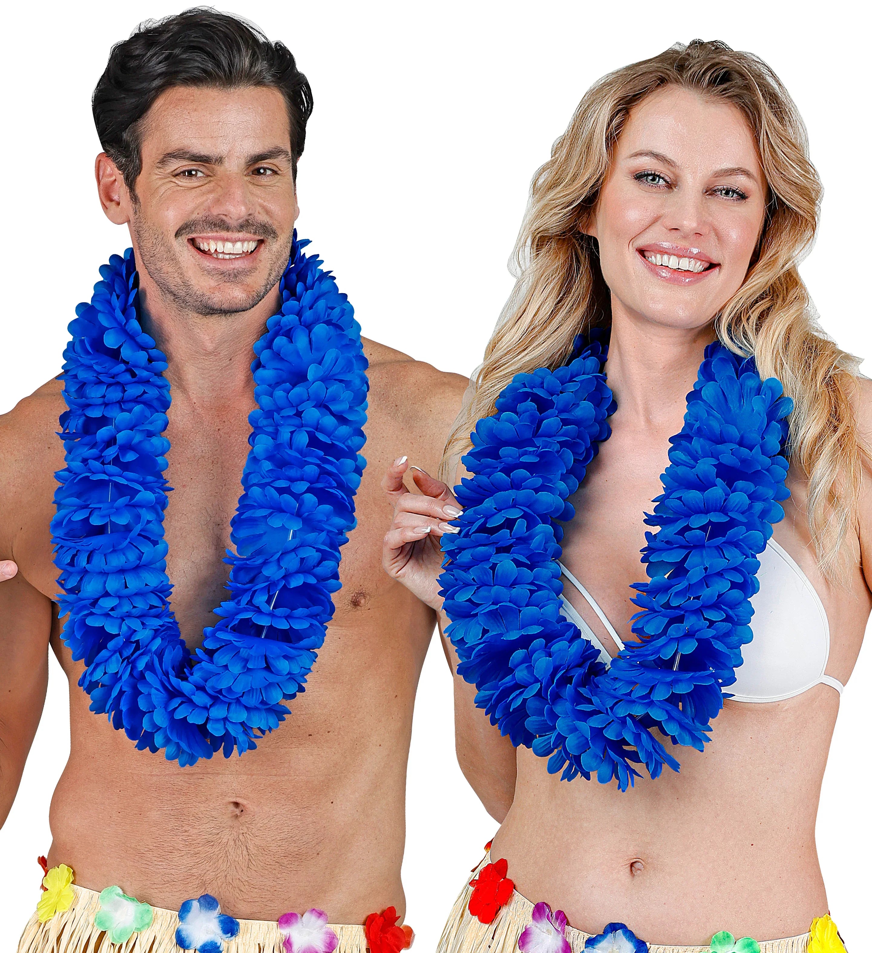 Collar Hawaiano de Flores Tropicales Azules Collares Hawaianos Widmann