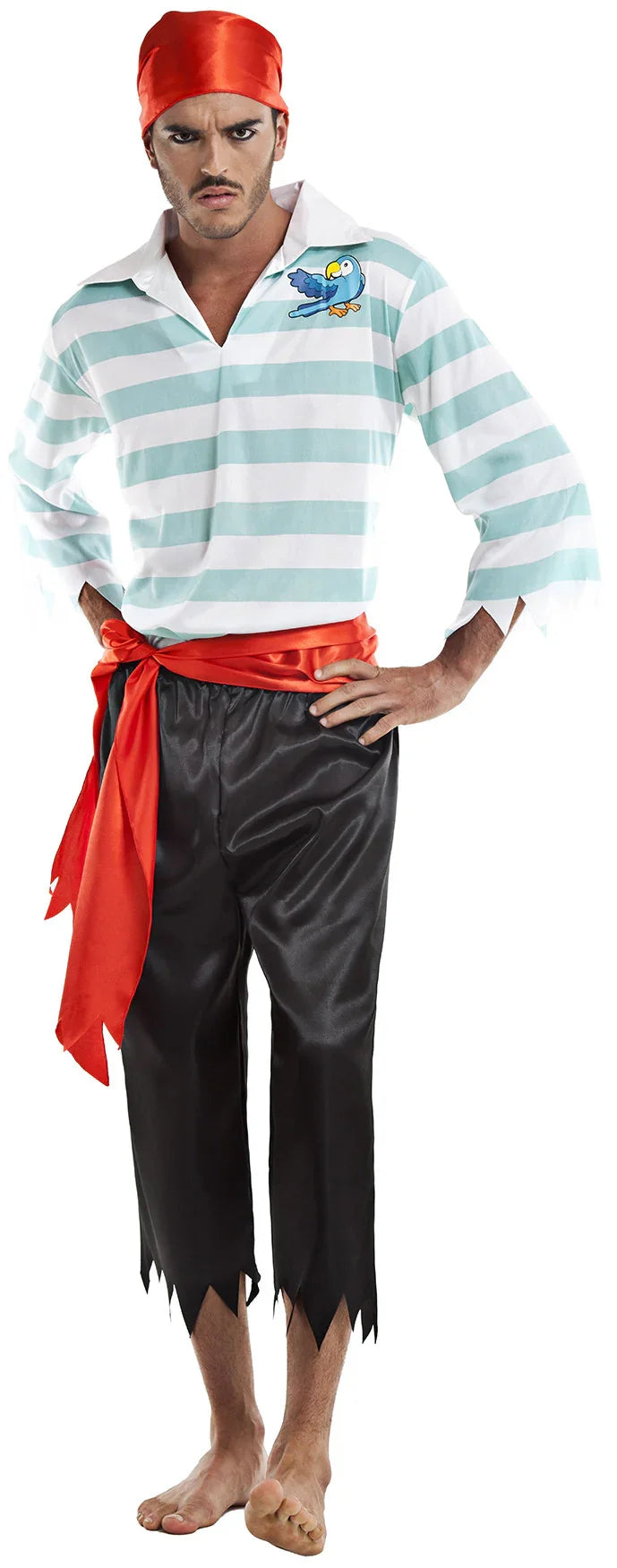 Disfraz de Pirata con Rayas Azules para Hombre Piratas Kimokawaii