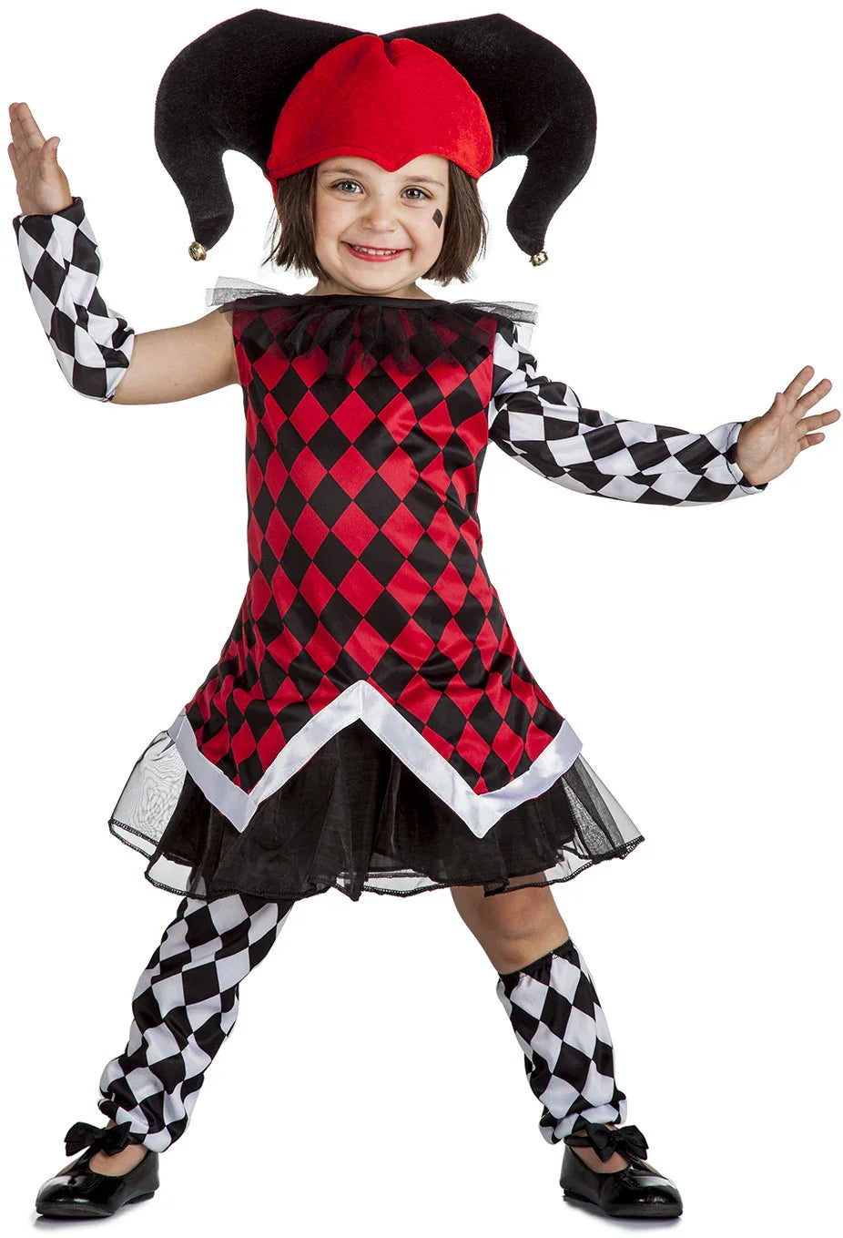 Disfraz de Arlequín Rombos para Niña Arlequines y Bufones Kimokawaii