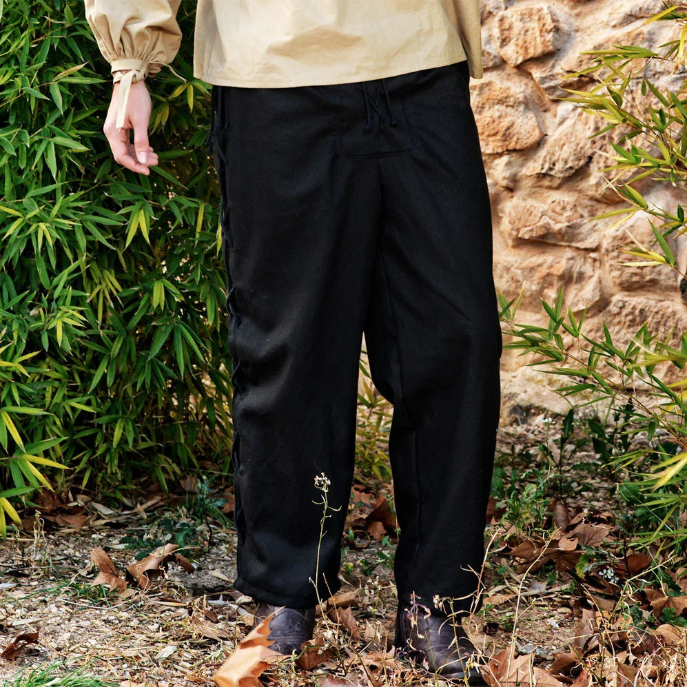 Pantalón Medieval Negro con Ojales Complementos Medievales Limit Sport