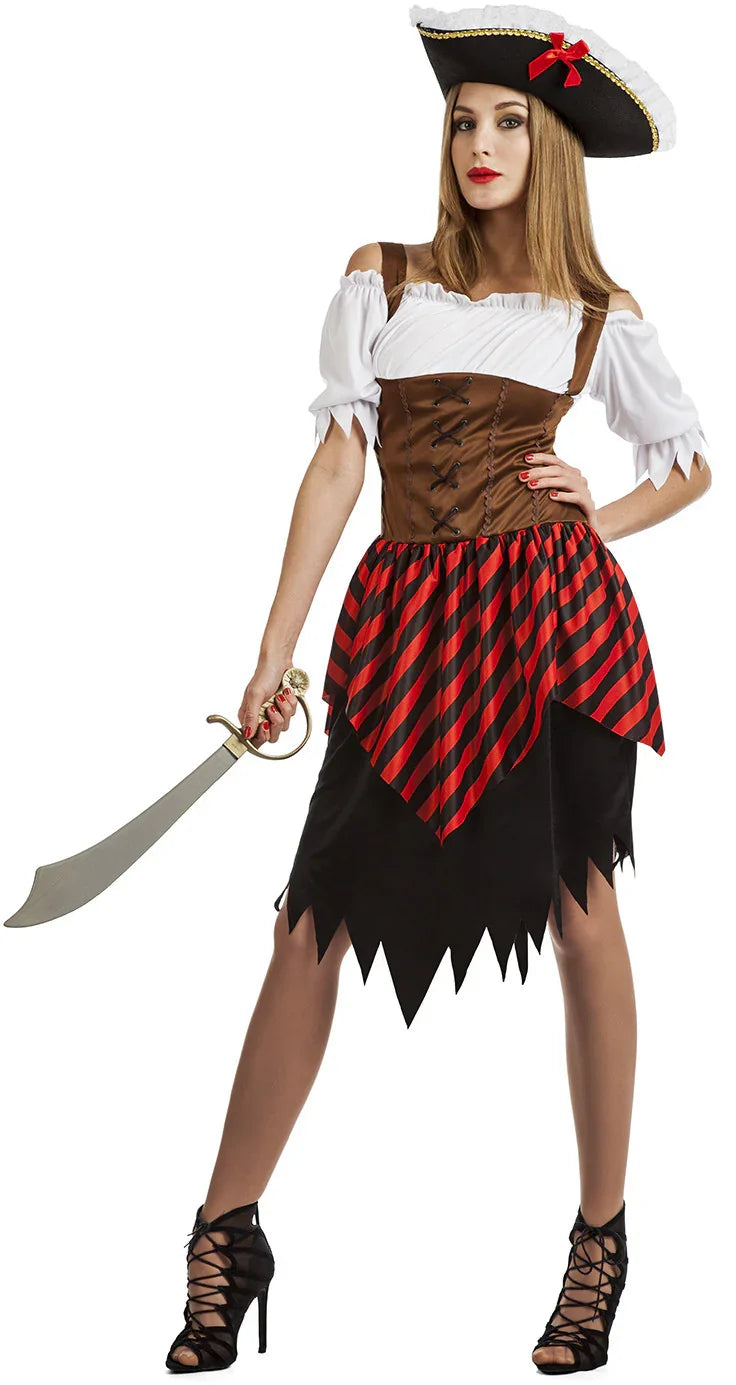 Disfraz de Pirata con Corpiño para Mujer Pirata Kimokawaii