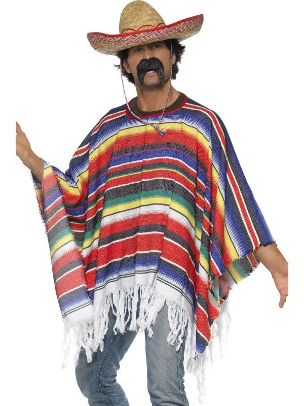 Poncho Mexicano Multicolor para Adulto Mexicanos Smiffys