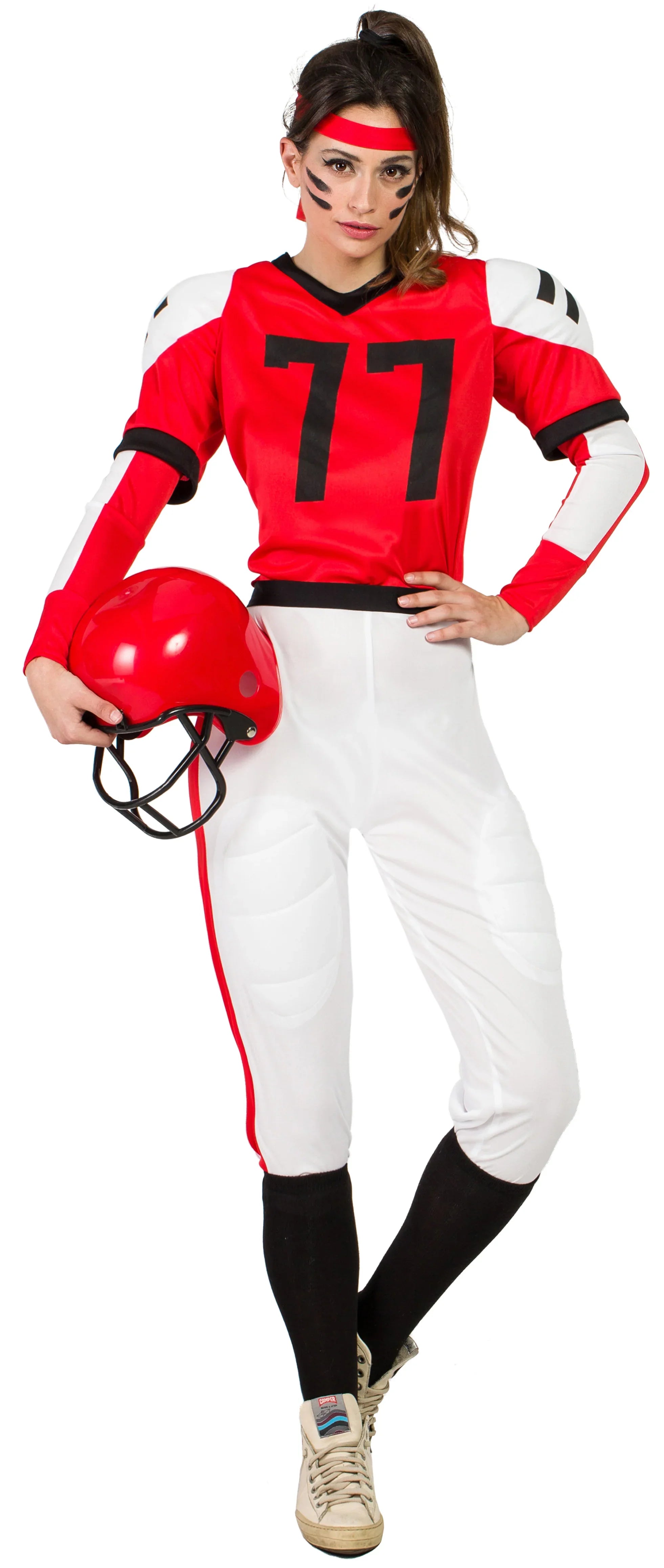 Disfraz de Jugadora de Rugby Rojo para Mujer Jugadores de Rugby Kimokawaii