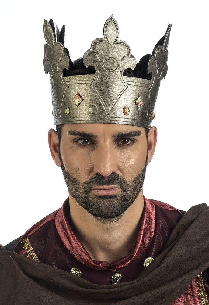 Corona de Rey del Medieval Plateada con Pedrería Reyes y Reinas Medievales Limit Sport