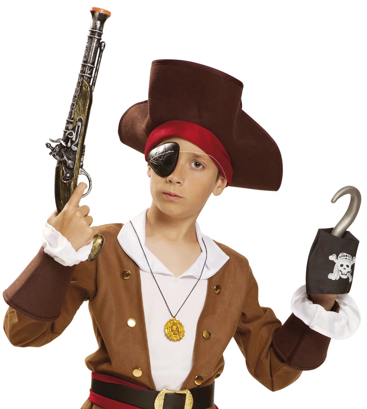 Kit de Pirata con Trabuco, Parche, Garfio y Colgante Complementos Piratas Viving