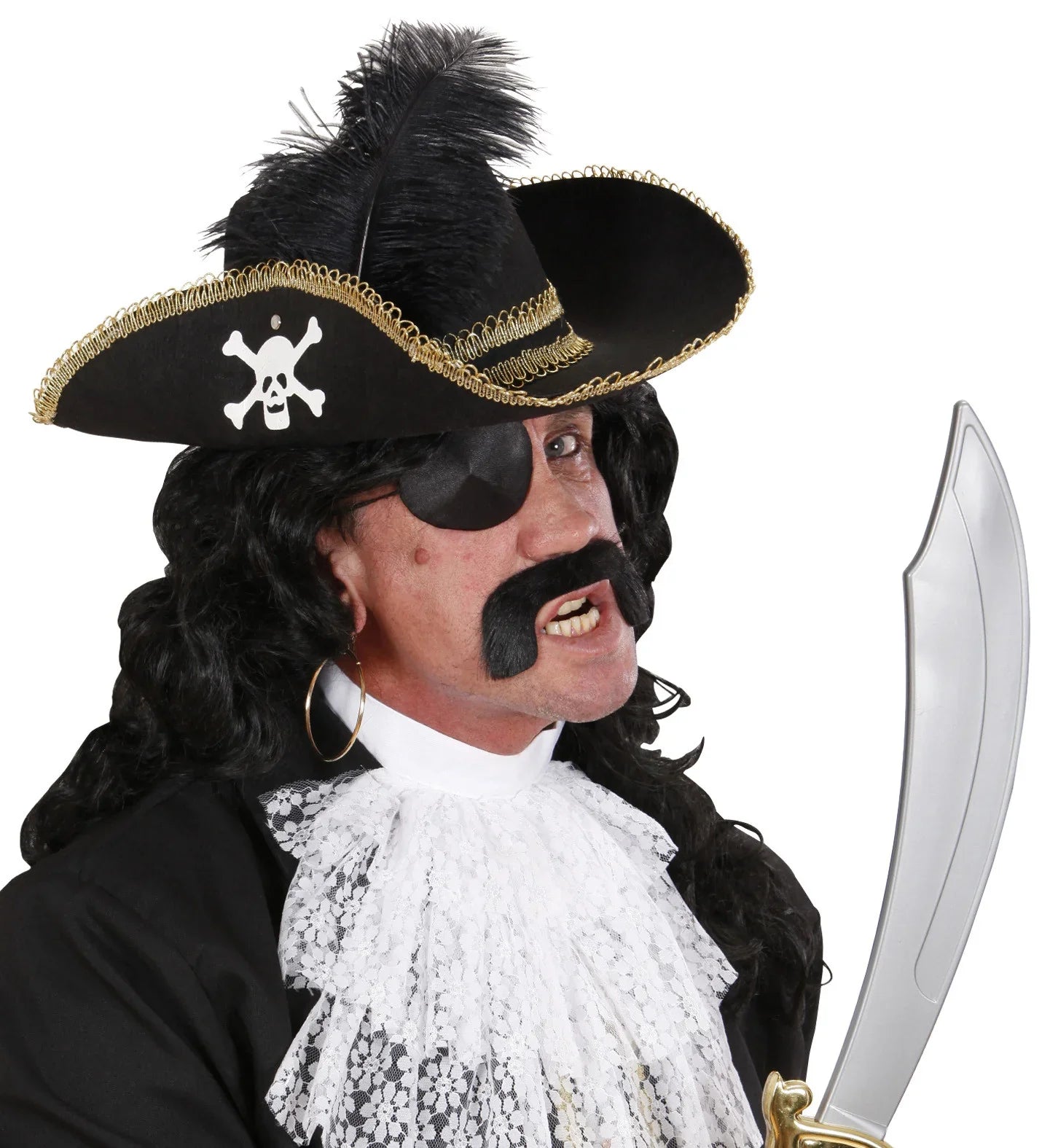Sombrero Pirata Elegante con Pluma Complementos Piratas Widmann
