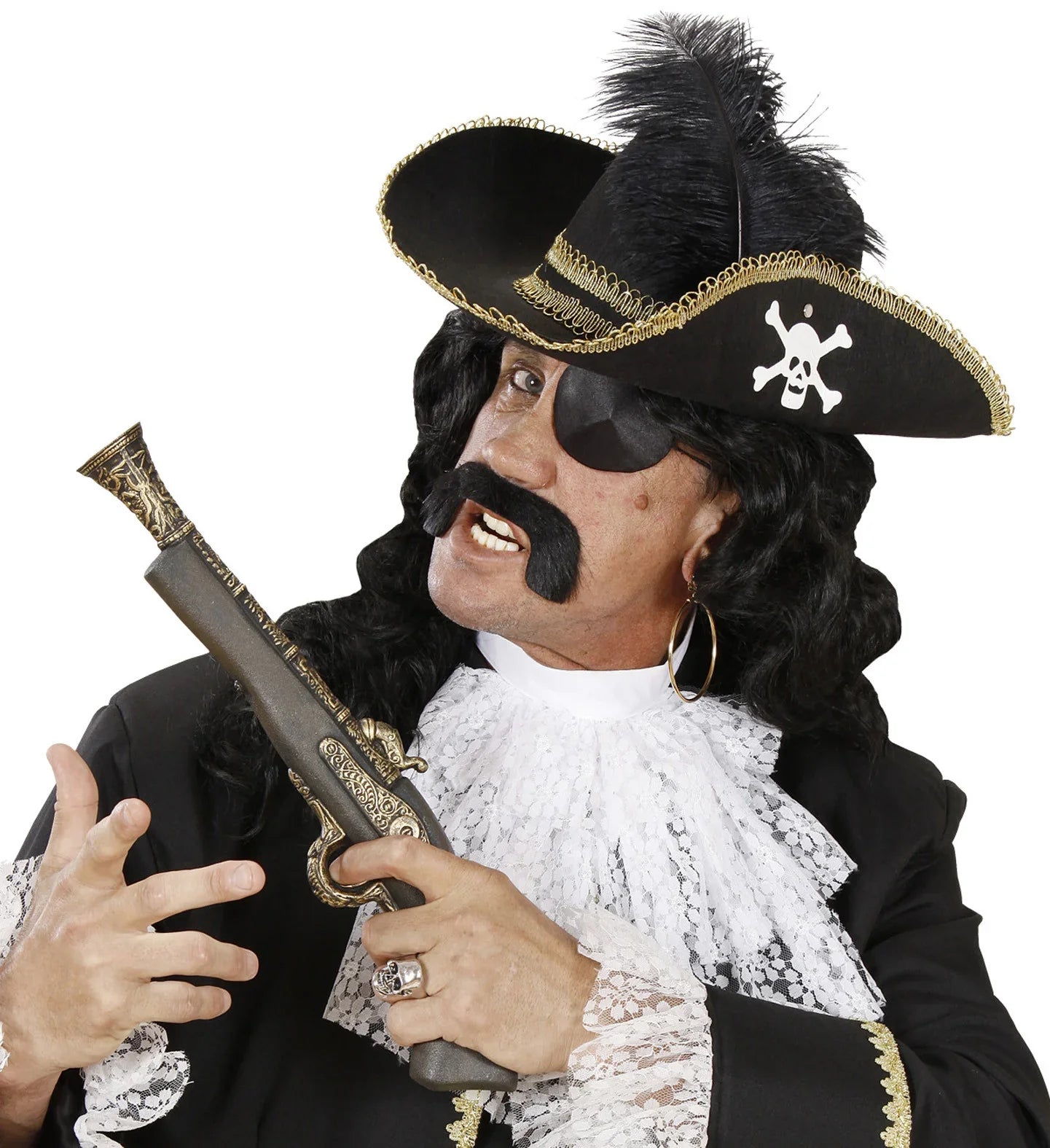 Sombrero Pirata Elegante con Pluma Complementos Piratas Widmann