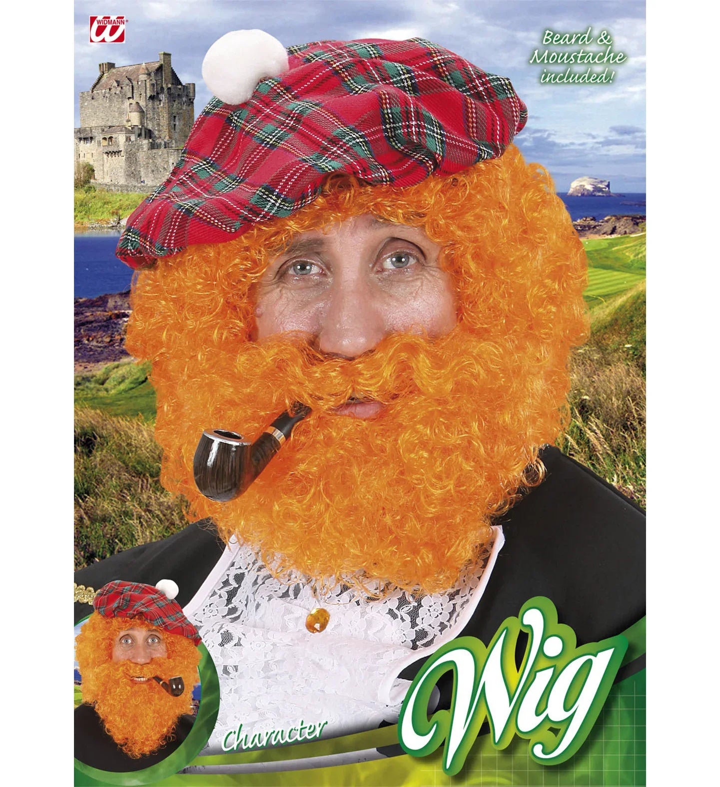 Peluca Naranja Rizada con Barba Pelucas Naranjas Widmann