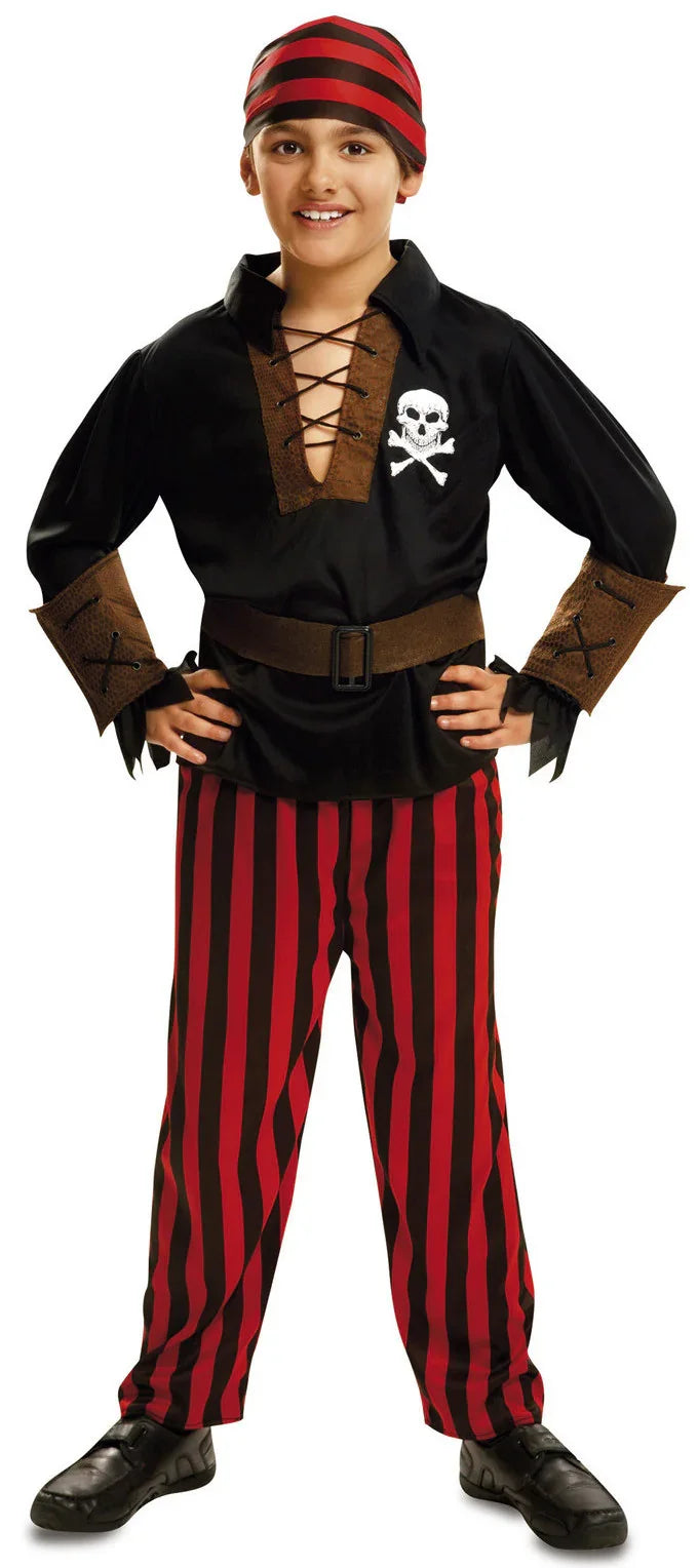 Disfraz de Bucanero con Camisa Negra para Niño Piratas Infantiles Viving