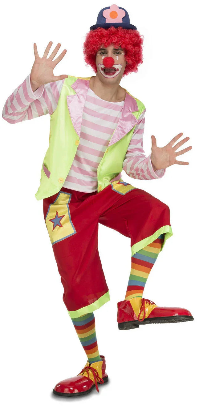 Disfraz de Payaso Rosa y Rojo para Adulto Payaso Viving