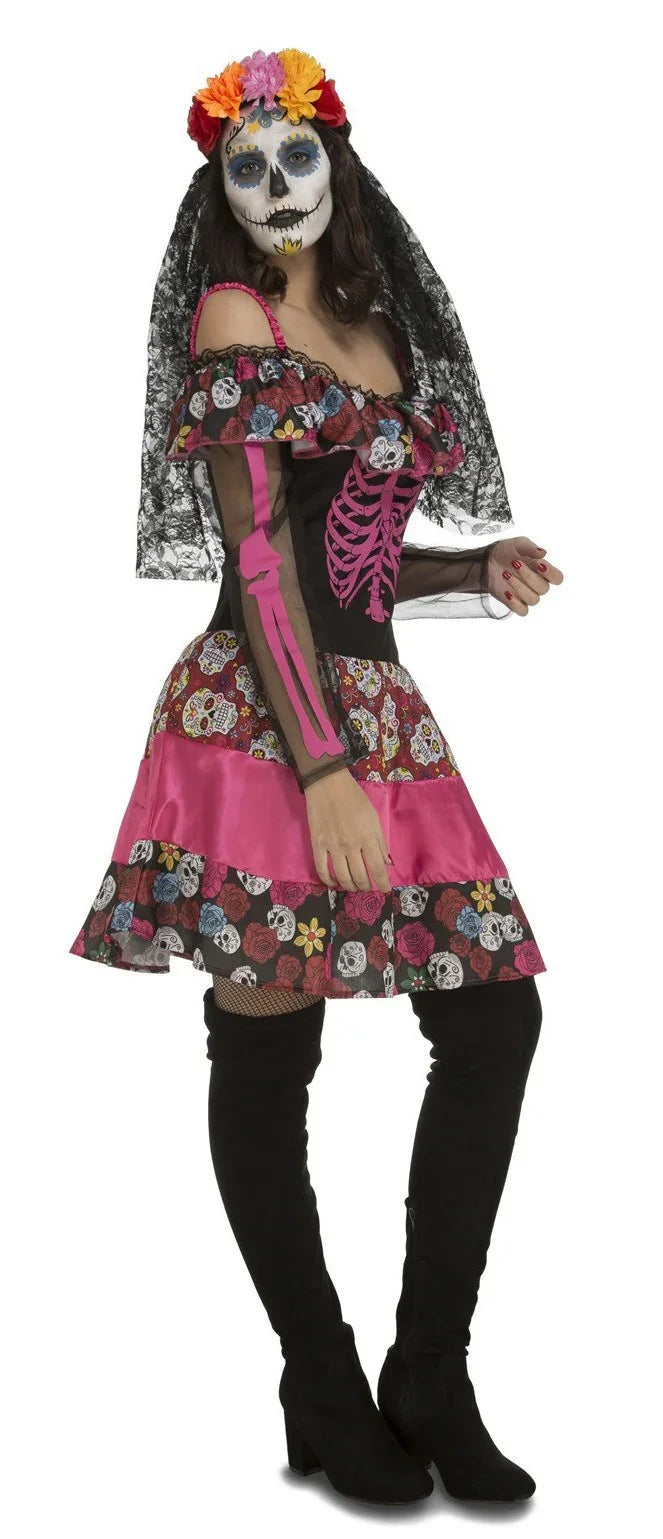 Disfraz de Catrina Rosa para Mujer Catrina Viving