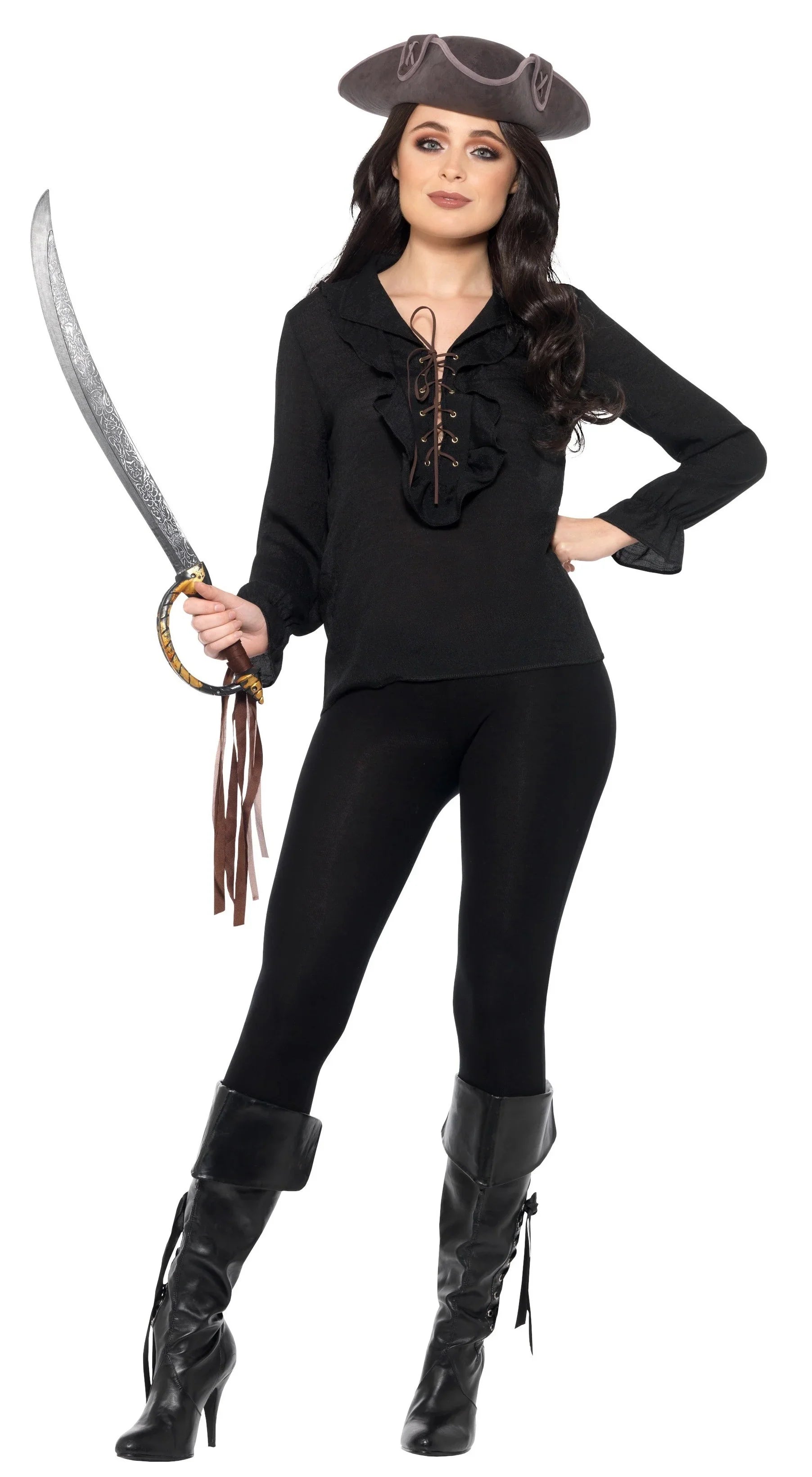 Camisa Pirata Negra para Adulto Complementos Piratas Smiffys