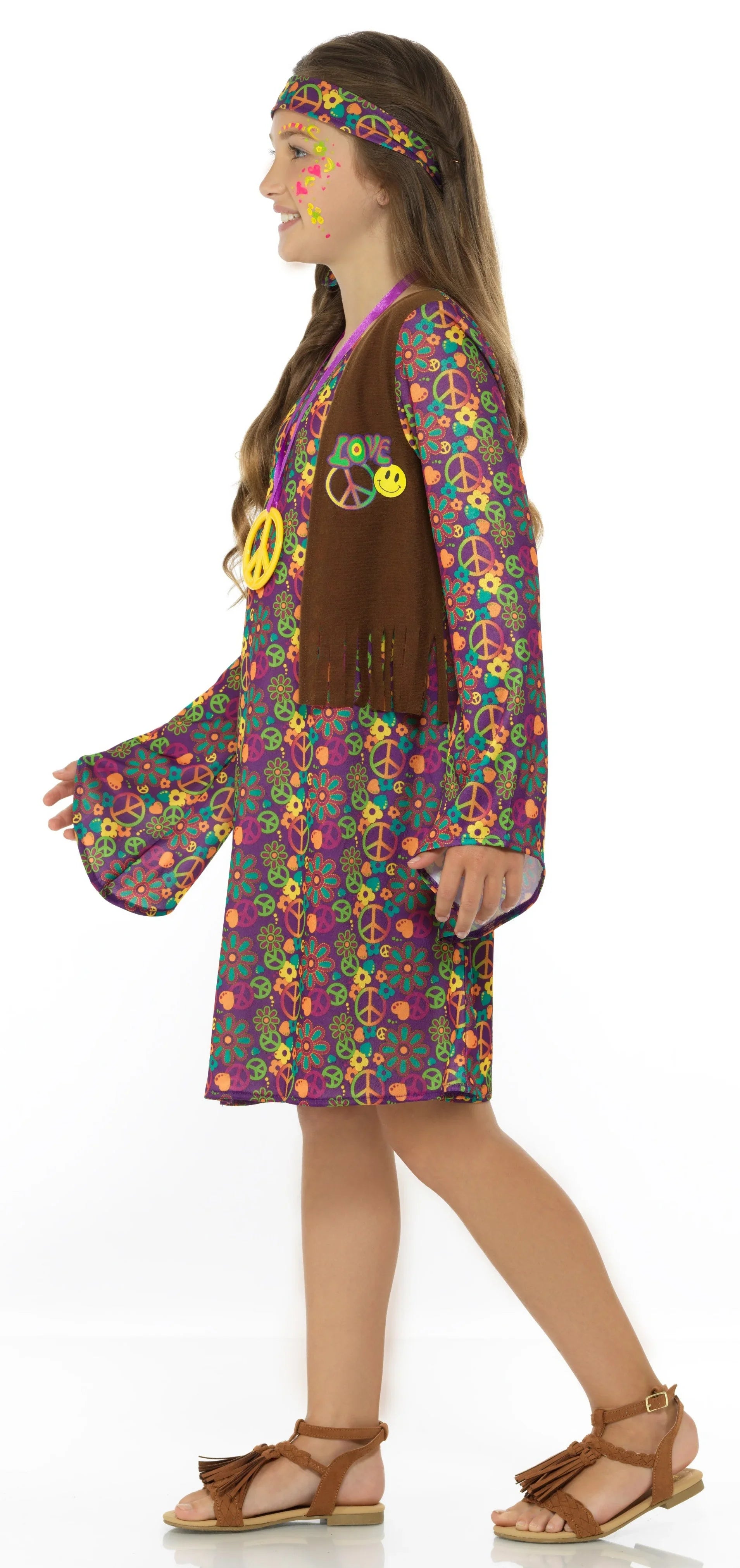 Disfraz de Hippie con Chaleco para Niña Hippie Smiffys