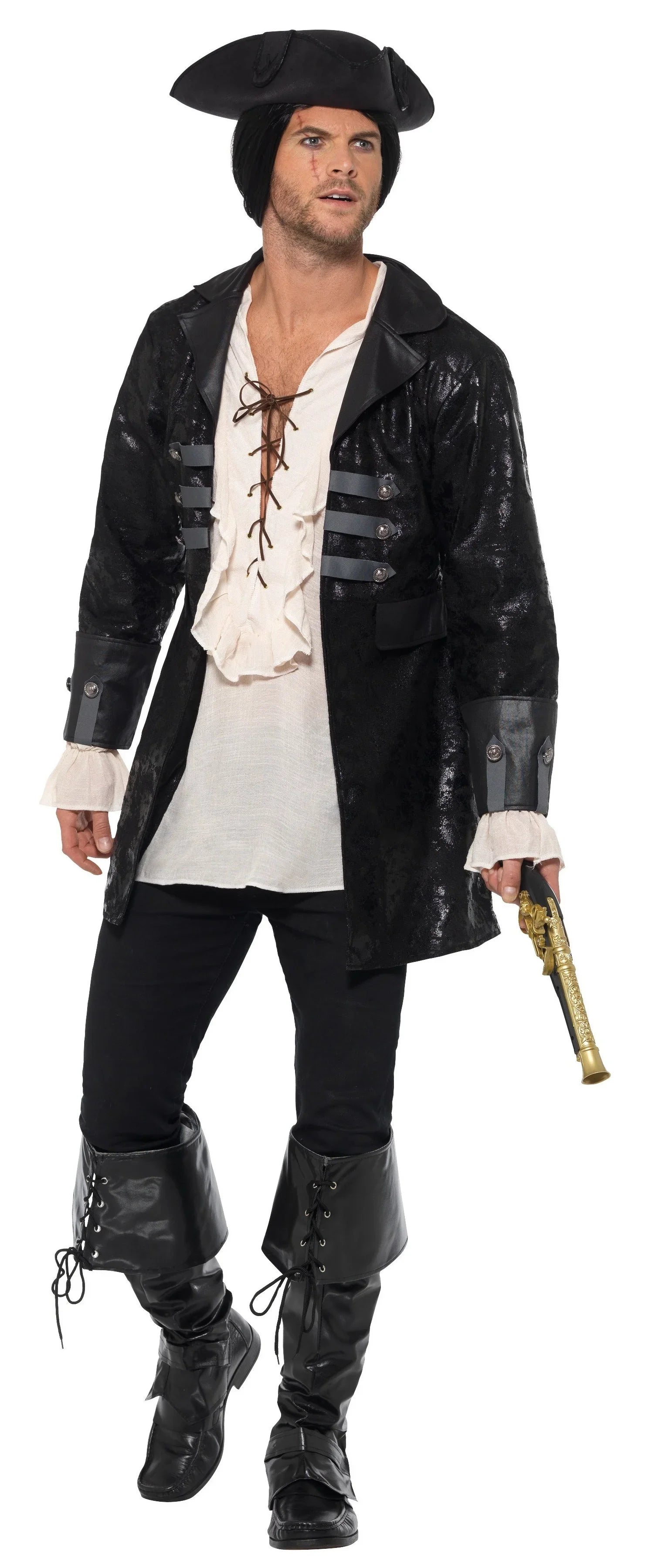 Chaqueta de Capitán Pirata Negra para Adulto Complementos Piratas Smiffys