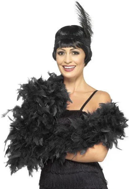 Boa Negra de Plumas Deluxe COMPLEMENTOS Smiffys
