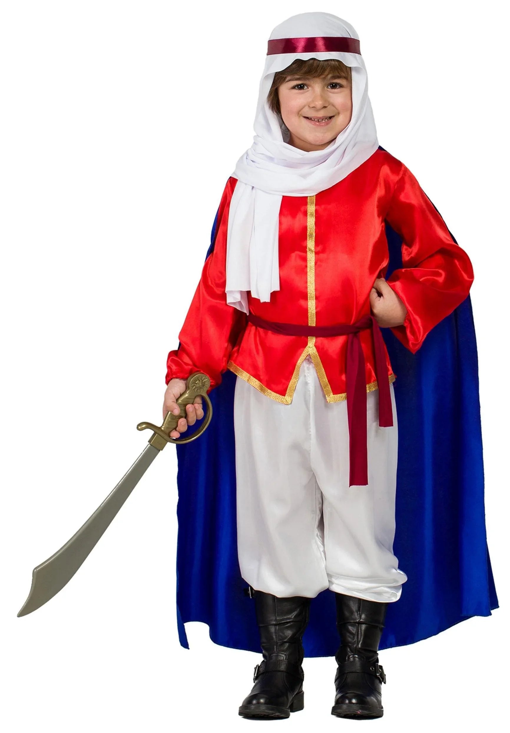 Disfraz de Príncipe Árabe con Capa para Niño Árabe Kimokawaii