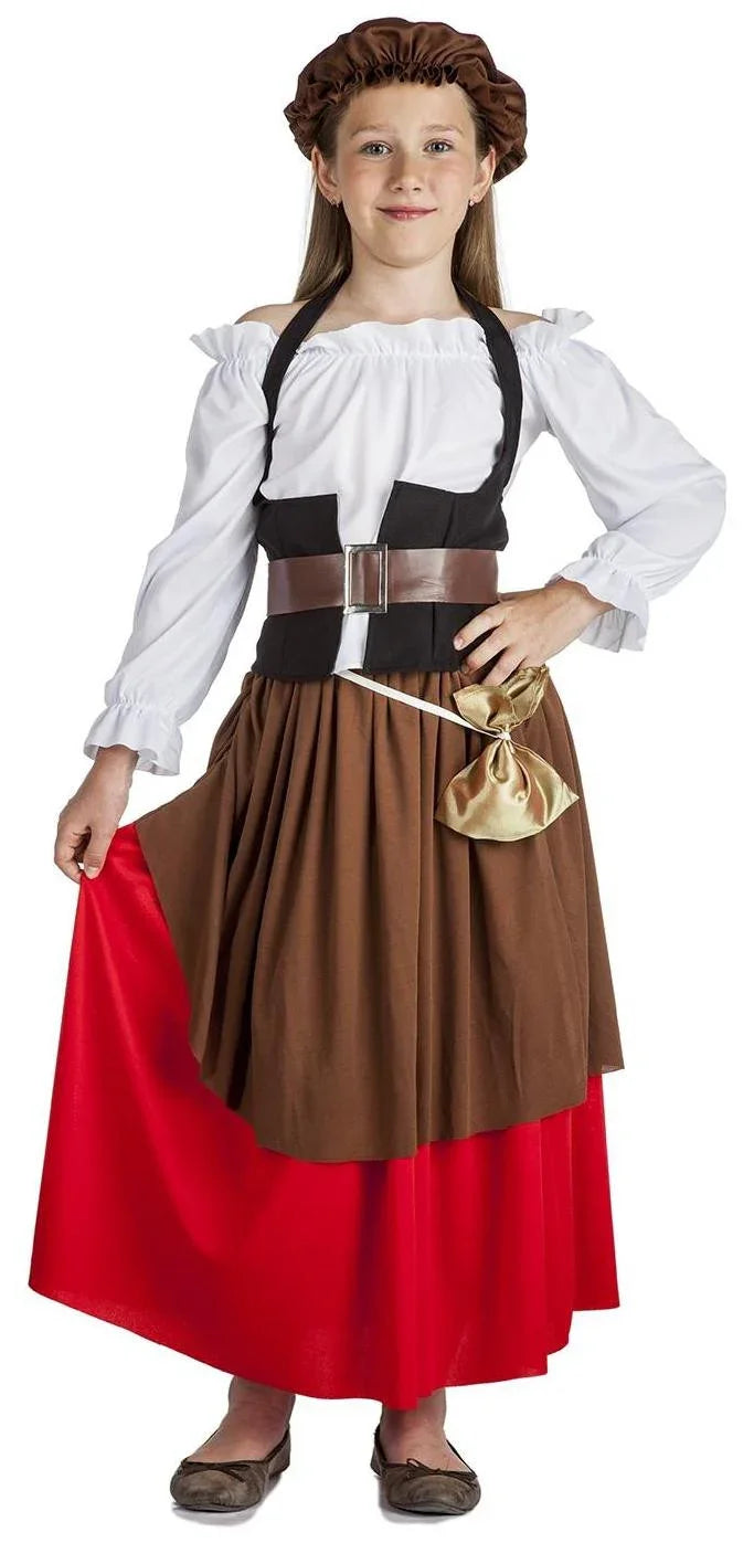 Disfraz de Campesina Medieval para Niña Taberneras y Campesinas Medievales Kimokawaii