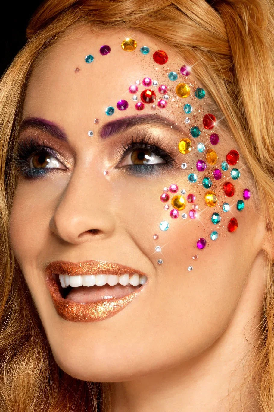 Gemas de Colores para Maquillaje Facial Accesorios de Maquillaje Smiffys