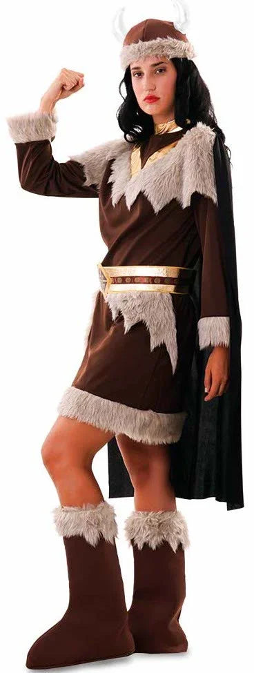 Disfraz de Vikinga Marrón para Mujer Vikingos EuroCarnavales