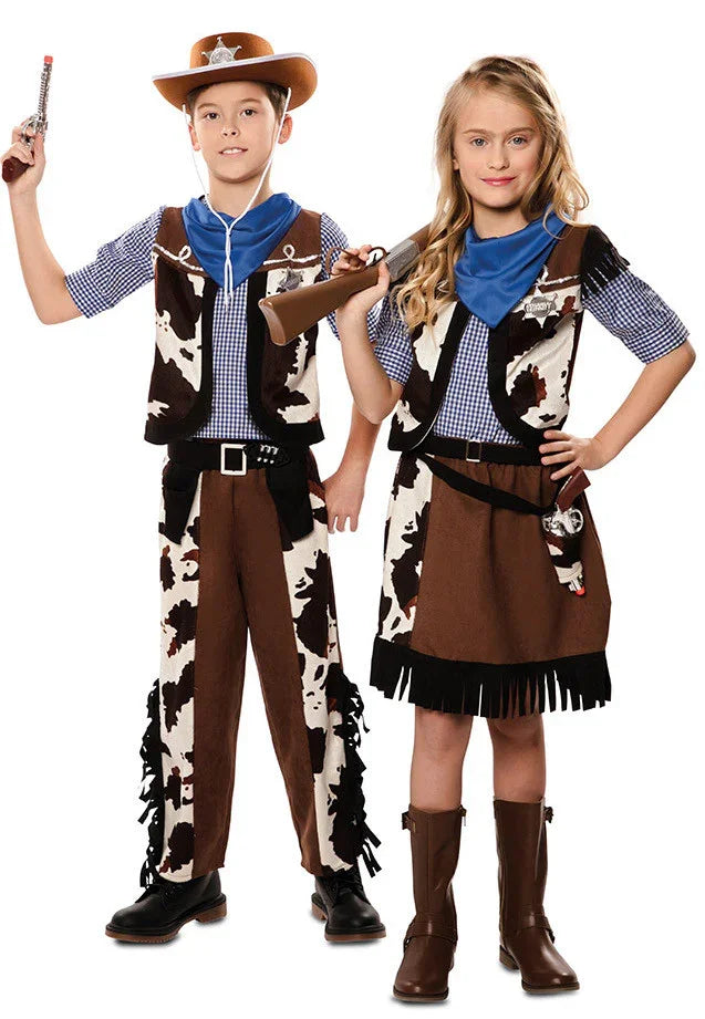 Disfraz de Vaquera Estampado Vaca para Niña Vaquero EuroCarnavales