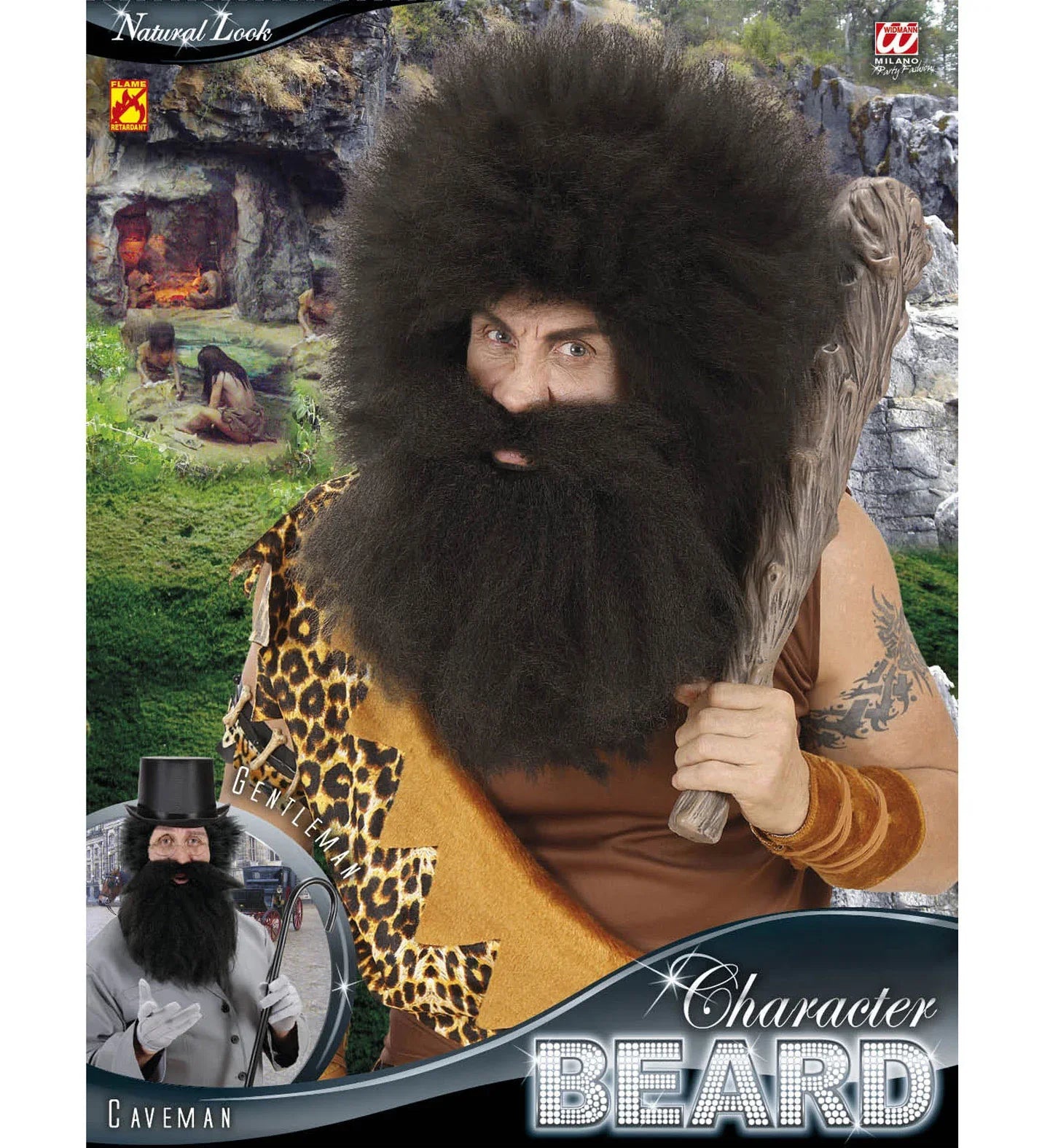 Barba de Cavernícola Morena con Bigote Complementos Trogloditas y Cavernícolas Widmann